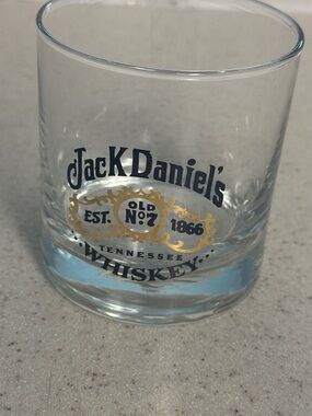 Jack Daniels Clear Rocks Glass with Black and Gold Logo